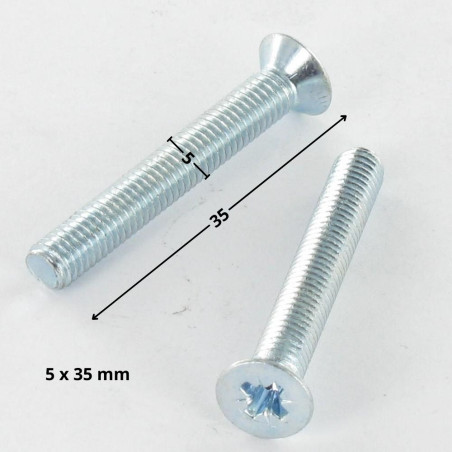 1 x Metalen schroeven gefreesde kop Pozi PZ7 M5X35 Wit verzinkt staal