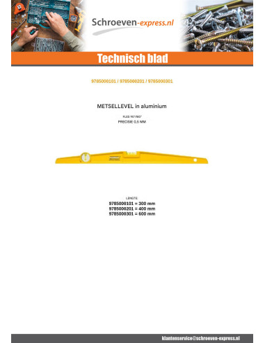 1 x Metselaarswaterpas lengte 300 mm