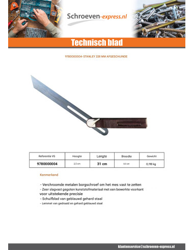 1 x Schietlood Drukplaat STANLEY 228 MM