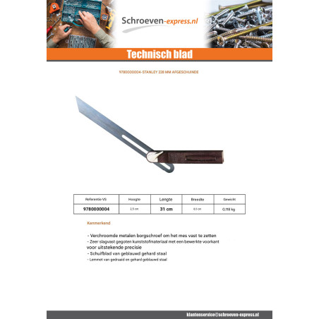 1 x Schietlood Drukplaat STANLEY 228 MM