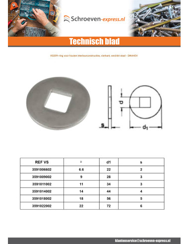 1 x Sluitring voor constructiehout binnenshuis...