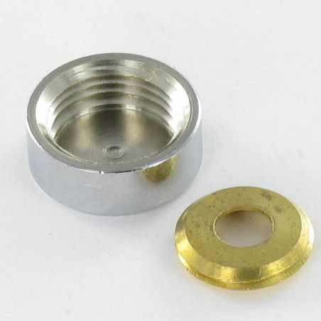 1 x Conische rozet of schroefdop (1 rozet en 1 schroefdop) Messing chroom diameter 15 voor Schroeven M5