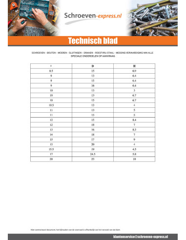 1 x Dop diameter 5.4 kopdiameter 8 lengte onder...