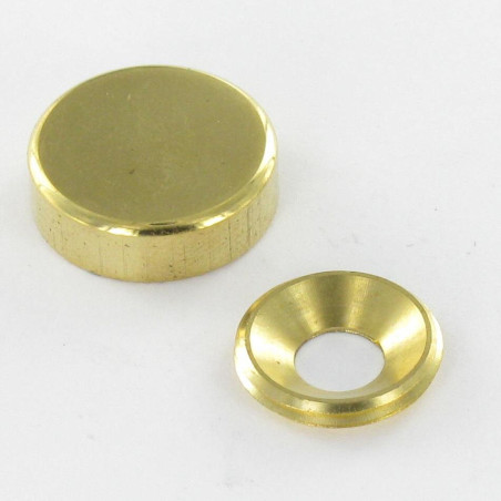 1 x Conische rozet of schroefdop (1 rozet en 1 schroefdop) Messing diameter 15 voor Schroeven M5
