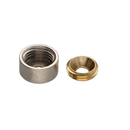 1 x Conische rozet of schroefdop (1 rozet en 1 schroefdop) Messing nikkel diameter 15 Schroeven 3 to 4.5