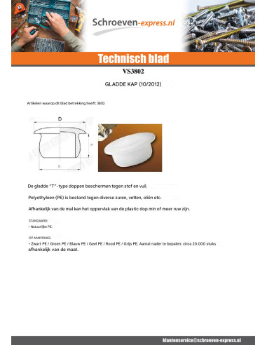 1 x Dop glad 25X32 LG13 Polietileno RAL1020