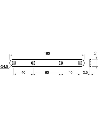 1 x Beugel / haak MONTAGE plat 15X160 Wit...