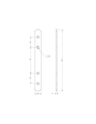 1 x Beugel / haak MONTAGE plat 19,5X190 Wit...