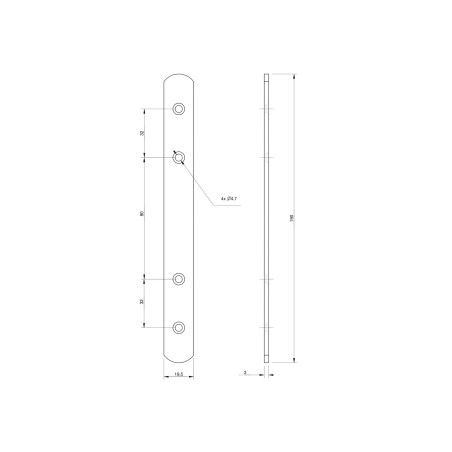 1 x Beugel / haak MONTAGE plat 19,5X190 Wit verzinkt staal
