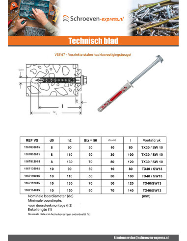 1 x Plug DUOXPANF zeskantkop TH 10X230 Fischer...