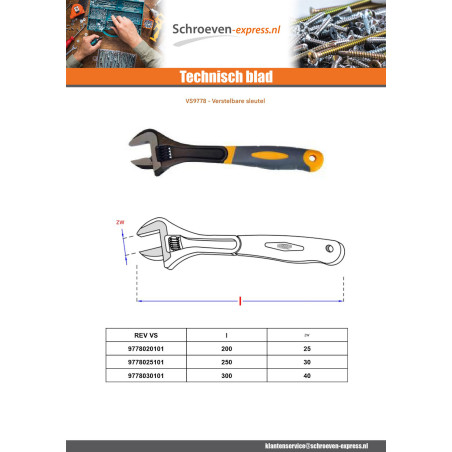 1 x Steeksleutel 250 mm
