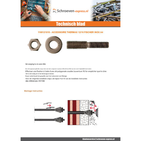1 x Accessoire THERMAX Fischer 12/16 A4 RVS