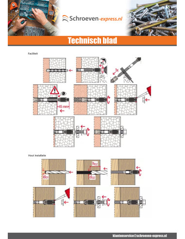 1 x Afstandsmontage THERMAX Fischer 8/60 M6 Wit...
