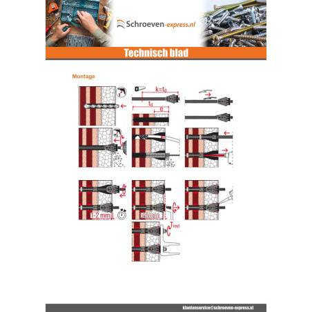 1 x Afstandsmontage THERMAX Fischer 12/110 M12 A4 RVS