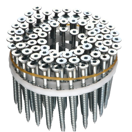 1 x Verkocht in rollen van 100 Agglo houtschroeven gefreesde kop kartel 5X80 bedraad op 60 TORX T20 anti-splijtpunt type
