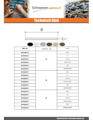 1 x Zelfklevende dop diameter 30 Zwart