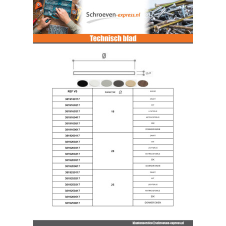1 x Zelfklevende dop diameter 40 Zwart