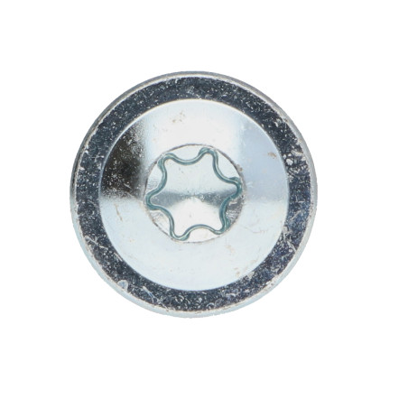 1 x TEKOR houtschroeven schijfkop TORX T40 anti-splijtpunt type 17 cut 8X300 gedeeltelijke draad Wit verzinkt staal