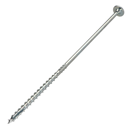 1 x TEKOR houtschroeven schijfkop TORX T40 anti-splijtpunt type 17 cut 10X300 gedeeltelijke draad Wit verzinkt staal