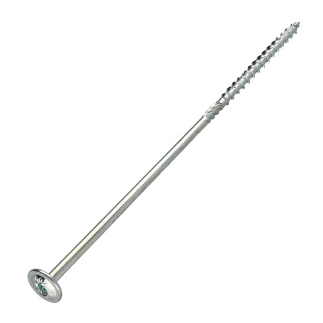 1 x TEKOR houtschroeven schijfkop TORX T40 anti-splijtpunt type 17 cut 8X200 gedeeltelijke draad Wit verzinkt staal