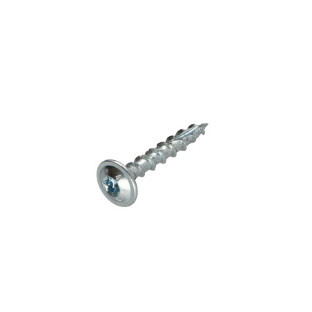 1 x TEKOR houtschroeven schijfkop TORX T30 anti-splijtpunt type 17 cut 6X30 gedeeltelijke draad Wit verzinkt staal