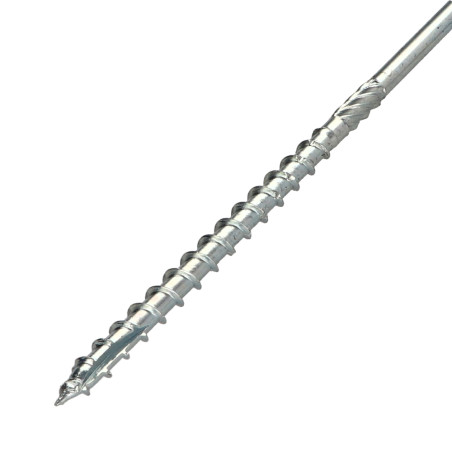 1 x TEKOR houtschroeven schijfkop TORX T40 anti-splijtpunt type 17 cut 10X240 gedeeltelijke draad Wit verzinkt staal