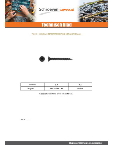 1 x Gipsplaatschroeven Groot schroefdraad...