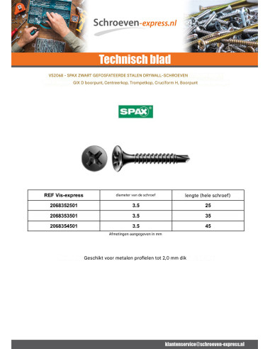 1 x Gipsplaatschroeven SPAX Phillips 2 3,5X35...