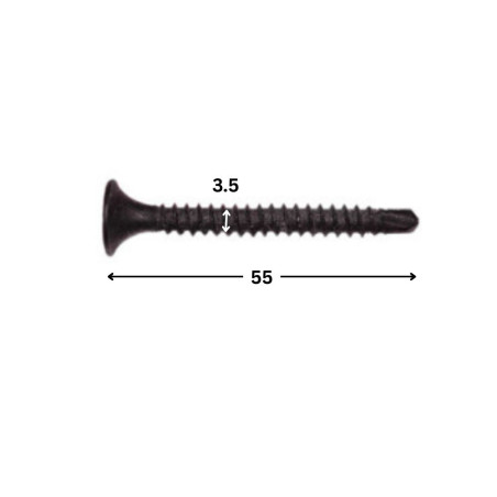 1 x Gipsplaatschroeven to uiteinde Zelfborende schroef Phillips 2 3,5X55 Fosfaatstaal