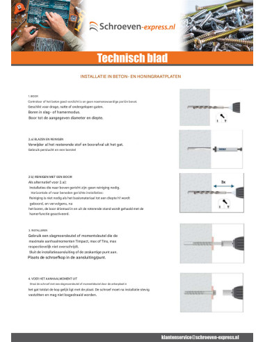 1 x Betonschroeven zeskantkop TH kraagflens T21...