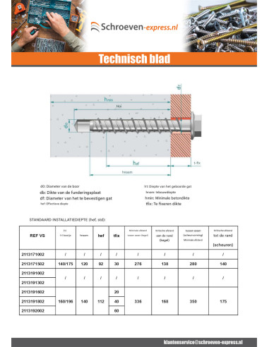 1 x Betonschroeven zeskantkop TH kraagflens T24...