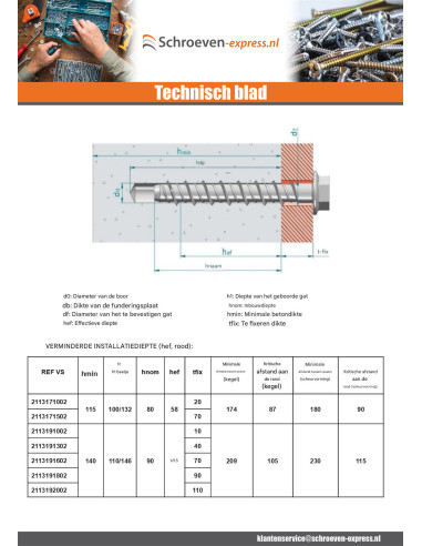 1 x Betonschroeven zeskantkop TH kraagflens T24...