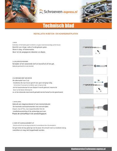 1 x Betonschroeven zeskantkop TH kraagflens...