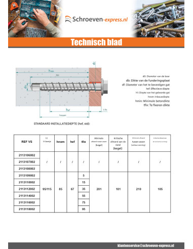 1 x Betonschroeven zeskantkop TH kraagflens...