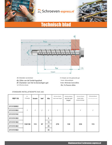 1 x Betonschroeven zeskantkop TH kraagflens T21...