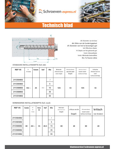 1 x Betonschroeven zeskantkop TH kraagflens...