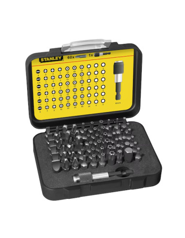 1 x Assortiment van 61 Bit STANLEY + 1 deur Bit