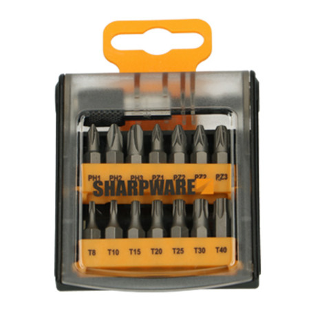 1 x Assortiment van 14 Bit phillips Pozi TX + 1 deur Bit
