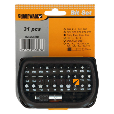 1 x Assortiment van 30 Bit phillips Pozi TX split H + 1 deur EM