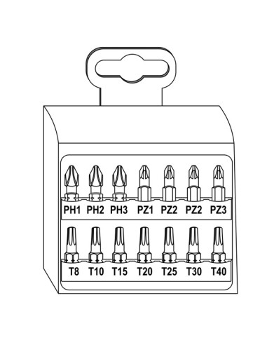 1 x Assortiment van 14 Bit phillips Pozi TX + 1...