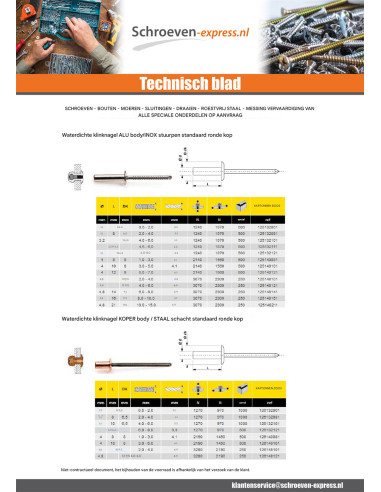 1 x Klinknagel waterdicht GOSTOP Aluminium...