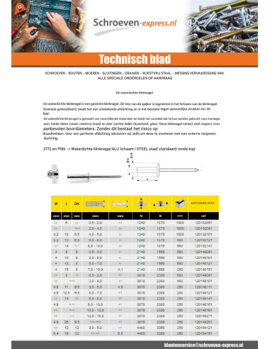 1 x Klinknagel waterdicht GOSTOP Aluminium...