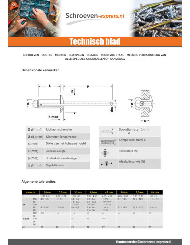 1 x Klinknagel waterdicht GOSTOP Aluminium...