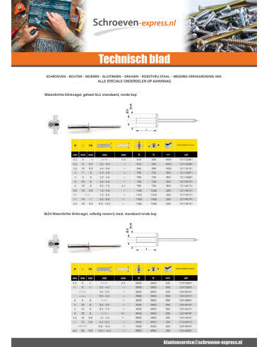 1 x Klinknagel waterdicht GOSTOP Aluminium...