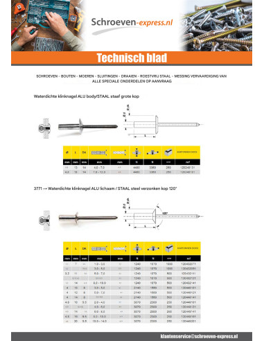 1 x Klinknagel waterdicht GOSTOP Aluminium...