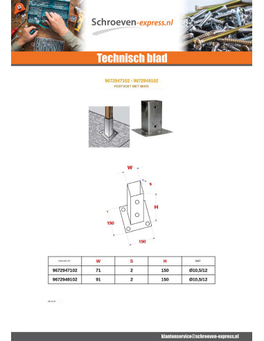 1 x Stolpebund met Beugel / haak 91X150 hoge...