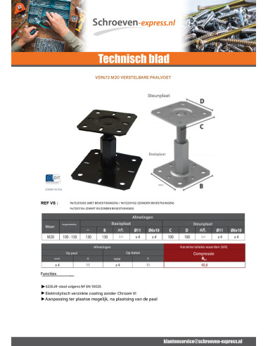 1 x Stolpebund instelling 130x130 M20 Zwart