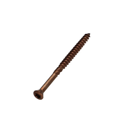 1 x Terrasschroeven TEKOR gefreesde bolkop TORX T25 5X60 anti-splijtpunt type 17 cut A4 RVS bruin