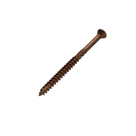 1 x Terrasschroeven TEKOR gefreesde bolkop TORX T25 5X60 anti-splijtpunt type 17 cut A4 RVS bruin