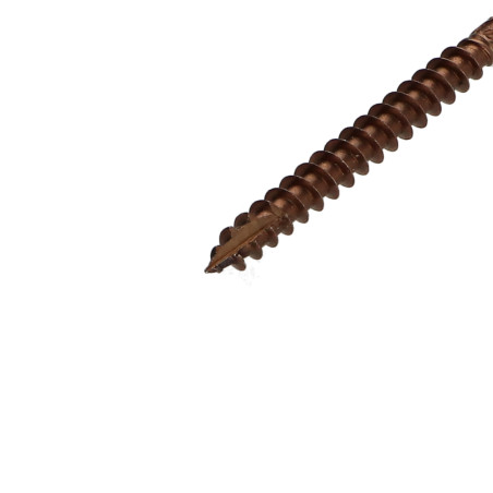 1 x Terrasschroeven TEKOR gefreesde bolkop TORX T25 5X60 anti-splijtpunt type 17 cut A4 RVS bruin